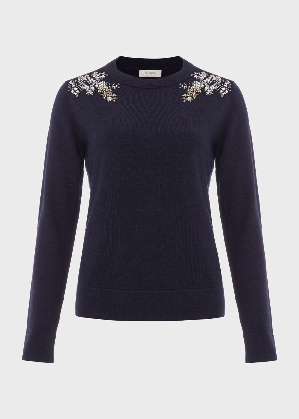 Cristie Sequin Jumper with Wool, Navy Silver, hi-res