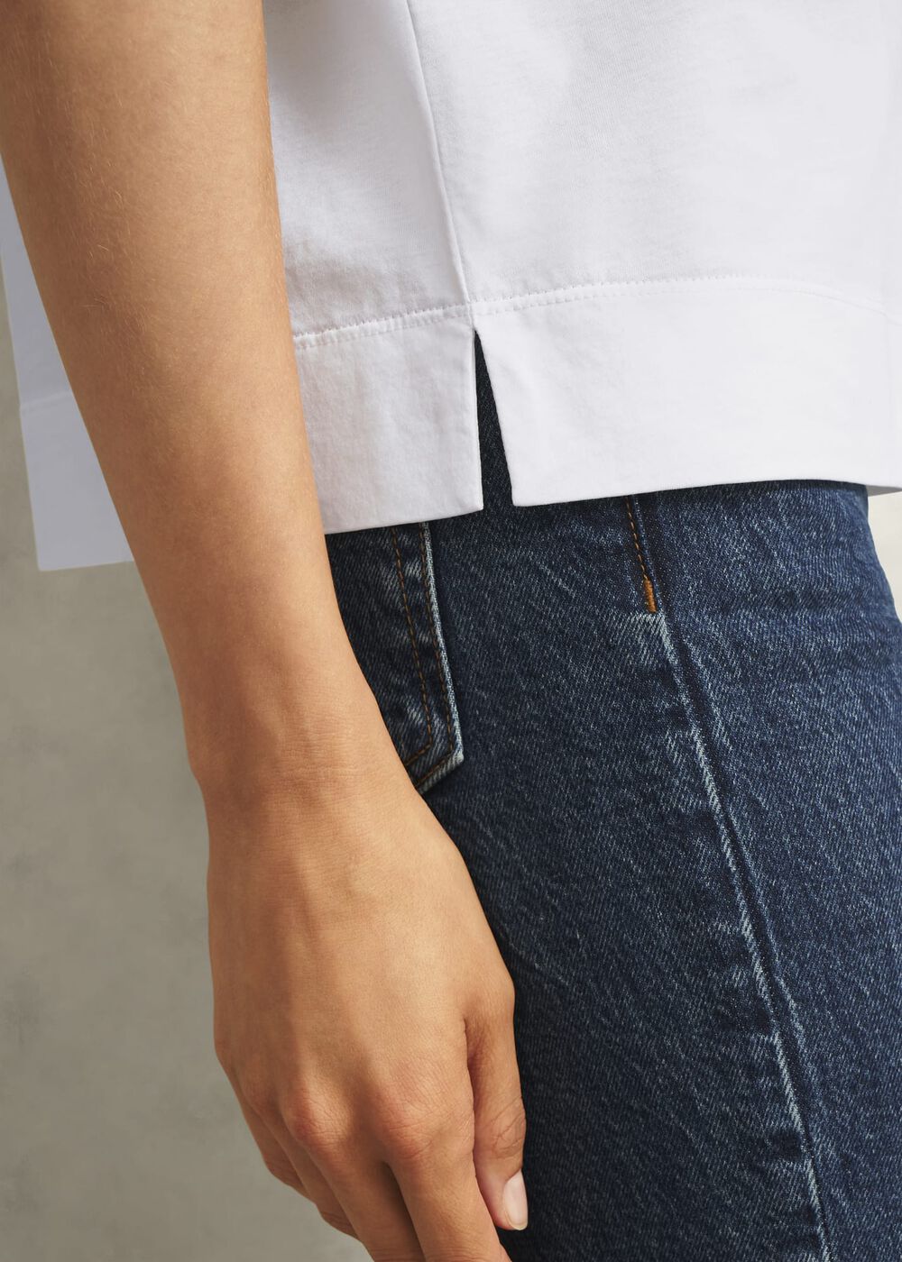 White Lori Cotton Crew Neck Short Sleeve T-Shirt, White, hi-res