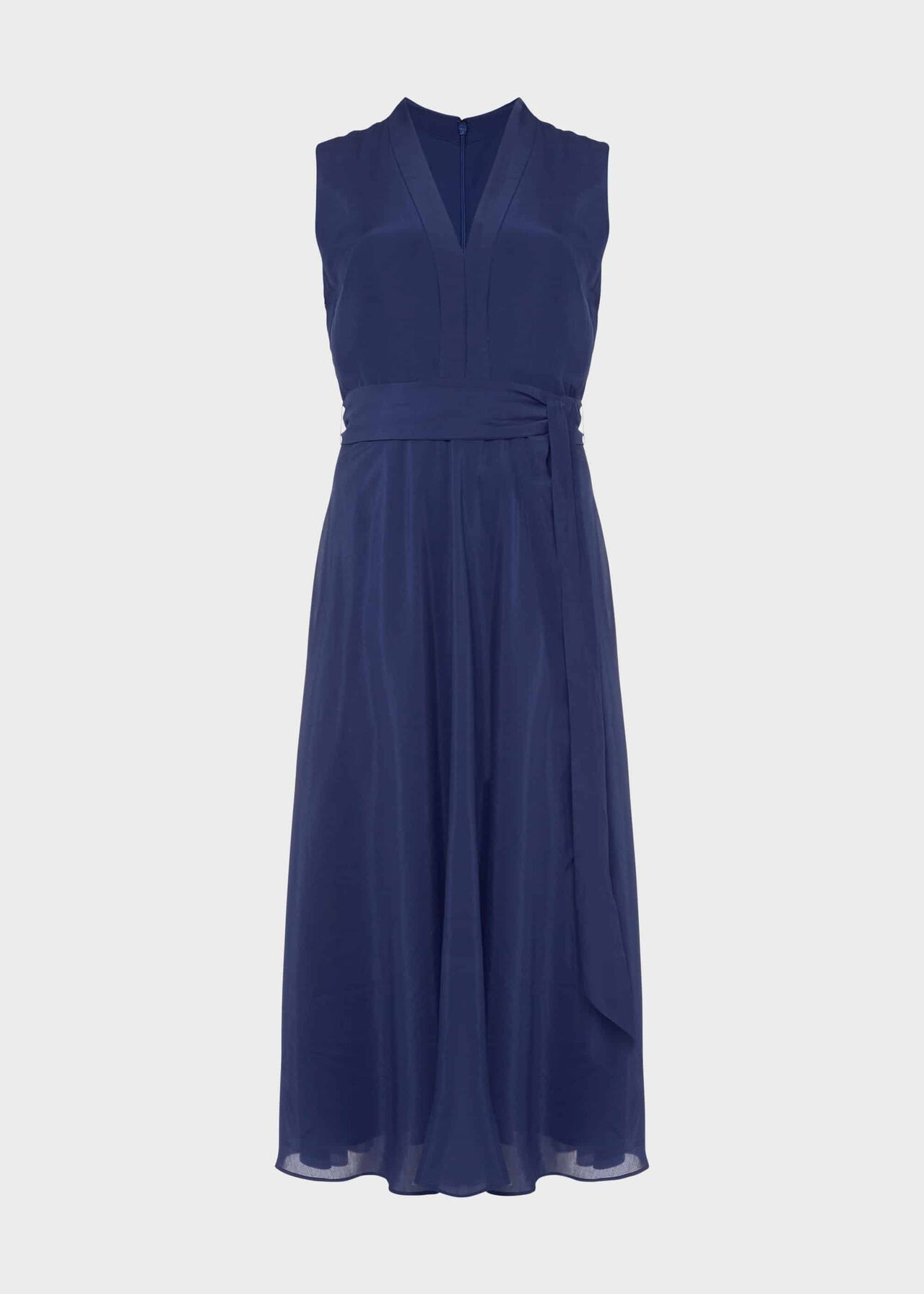 Regina Midi Dress With Silk, French Navy, hi-res