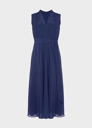 Regina Midi Dress With Silk, French Navy, hi-res
