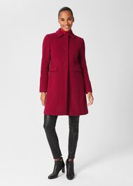 Anita Wool Blend A Line Coat, Dark Raspberry, hi-res