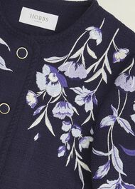 Hinton Floral Embroidered Tweed Jacket , Midnight Navy, hi-res