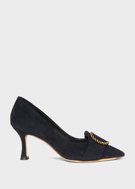 Eliza Suede Court Shoes, Navy, hi-res