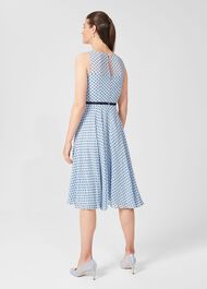 Della Jaquard Spot Dress, Powder Blue Nvy, hi-res