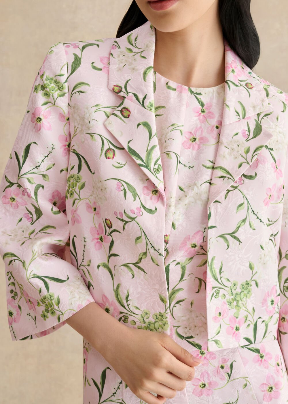 Lana Floral Jacquard Jacket, Pale Pink Multi, hi-res