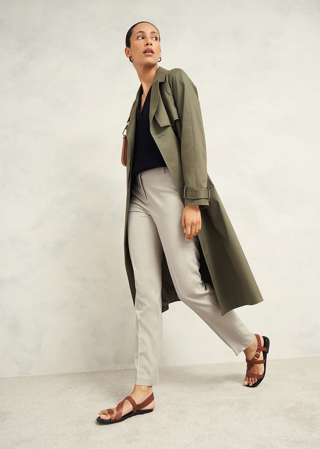Rhian Shower Resistant Trench Coat, Olive Green, hi-res