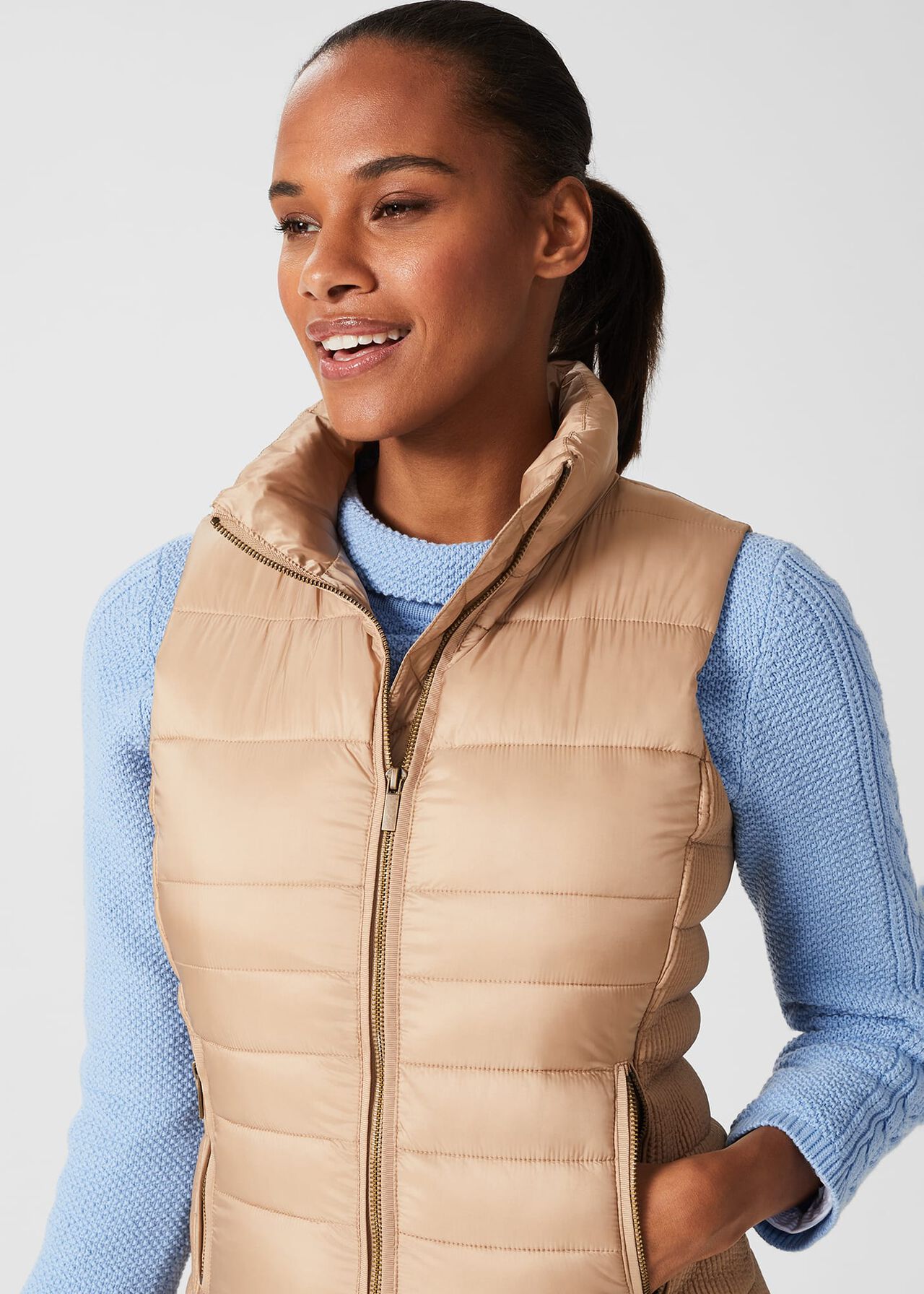 Noemi Water Resistant Padded Vest, Camel, hi-res