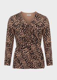 Simmy Printed Top, Camel Black, hi-res