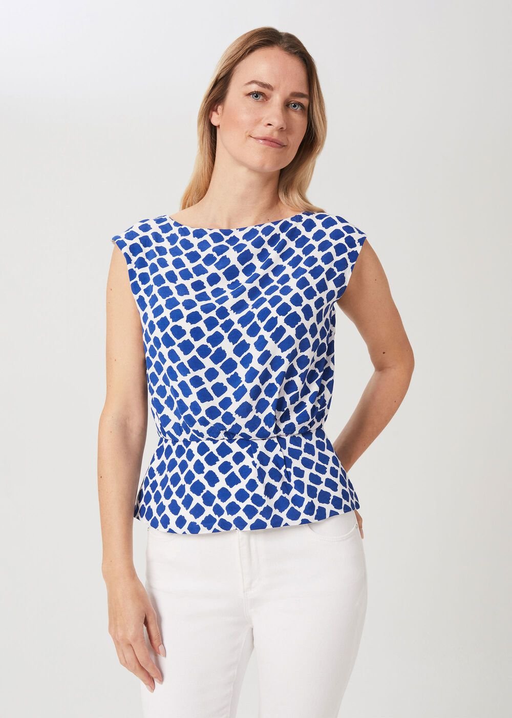 Magda Spot Blouse, Cobalt White, hi-res