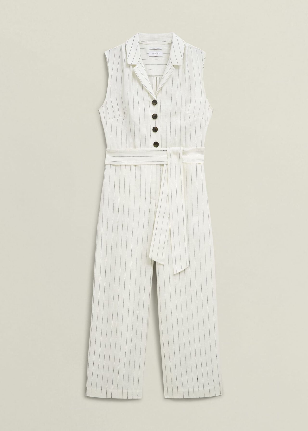 Destiny Linen Jumpsuit, Ivory Navy, hi-res