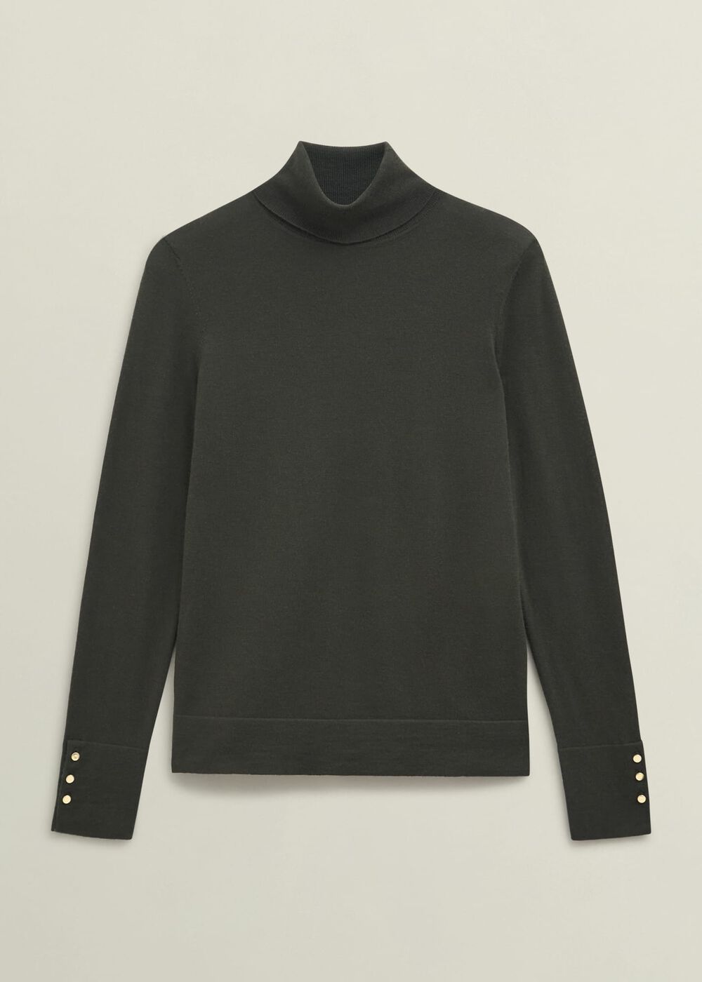 Lara Merino Rollneck Sweater, Yew Green, hi-res