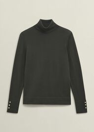 Lara Merino Rollneck Sweater, Yew Green, hi-res