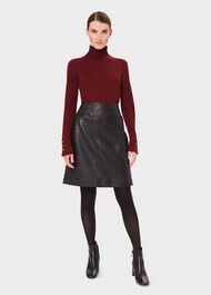 Alanna Leather A-Line Skirt, Black, hi-res