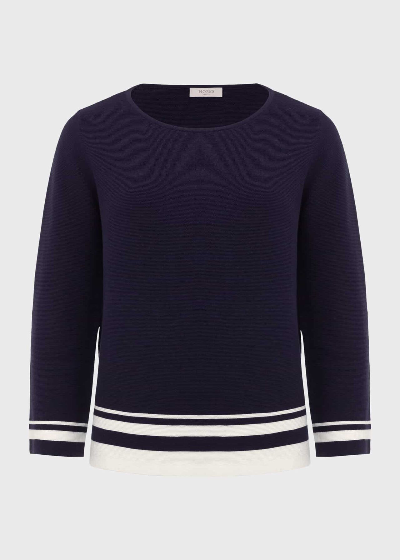 Nellie Cotton Stripe Jumper, True Navy White, hi-res