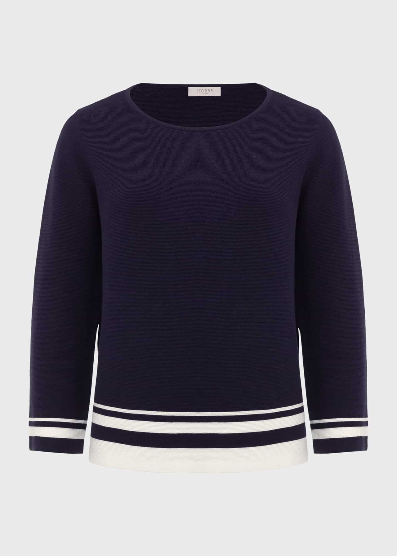Nellie Cotton Stripe Sweater, True Navy White, hi-res