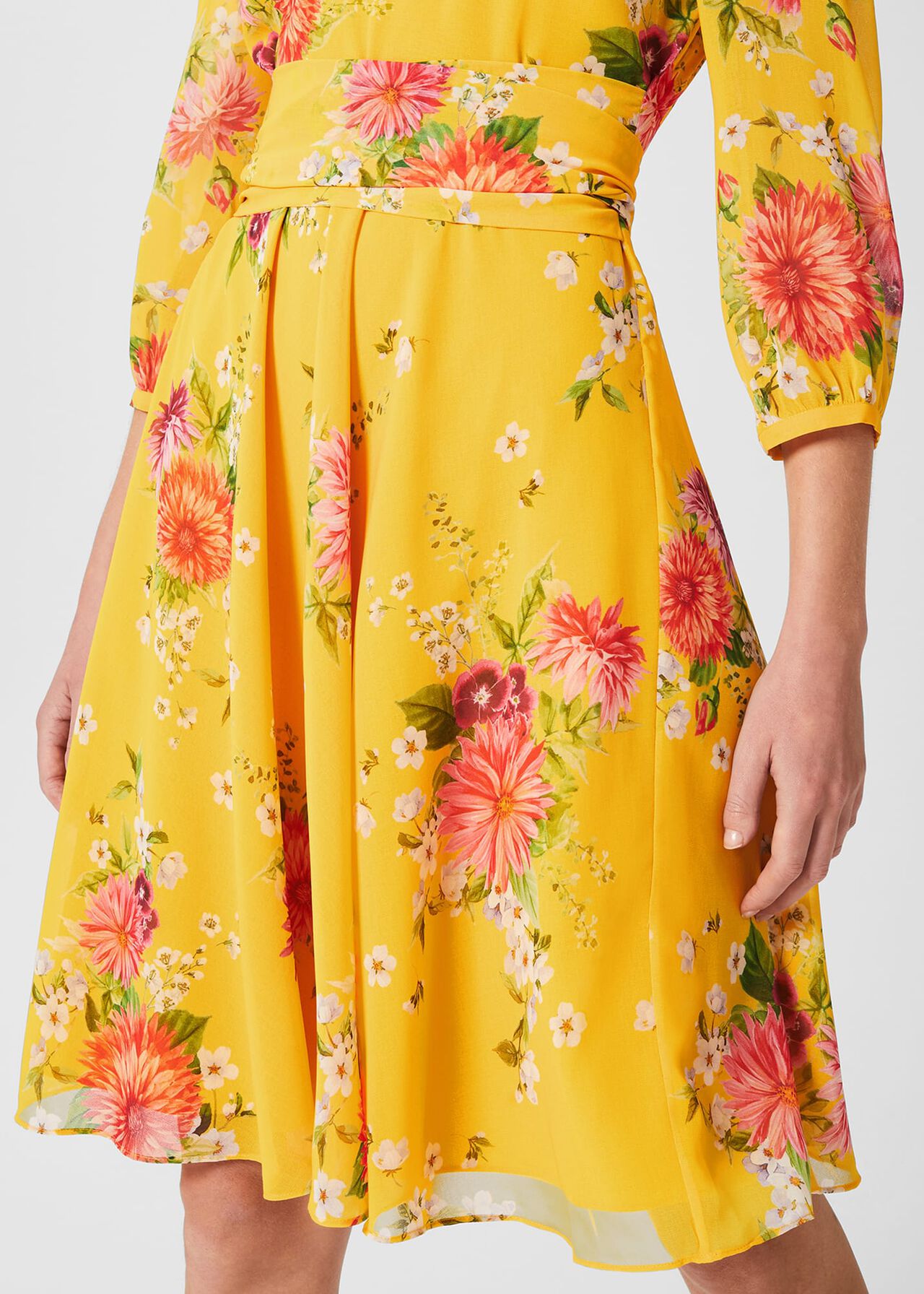 Jasmina Floral Fit And Flare Dress, Yellow Multi, hi-res