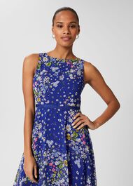 Carly Floral Fit And Flare Dress, Cobalt Multi, hi-res