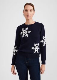 Emberlynn Jumper With Alpaca, Navy Ivory, hi-res