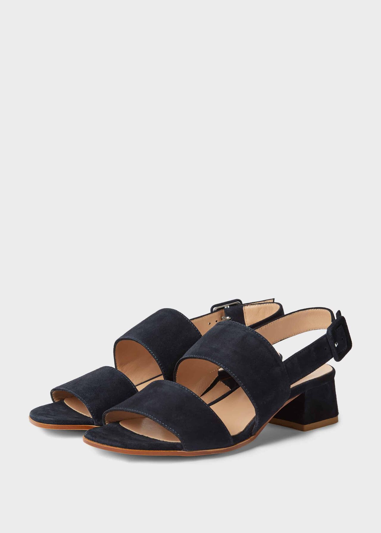 Claudia Suede Block Heel Sandals, Navy, hi-res