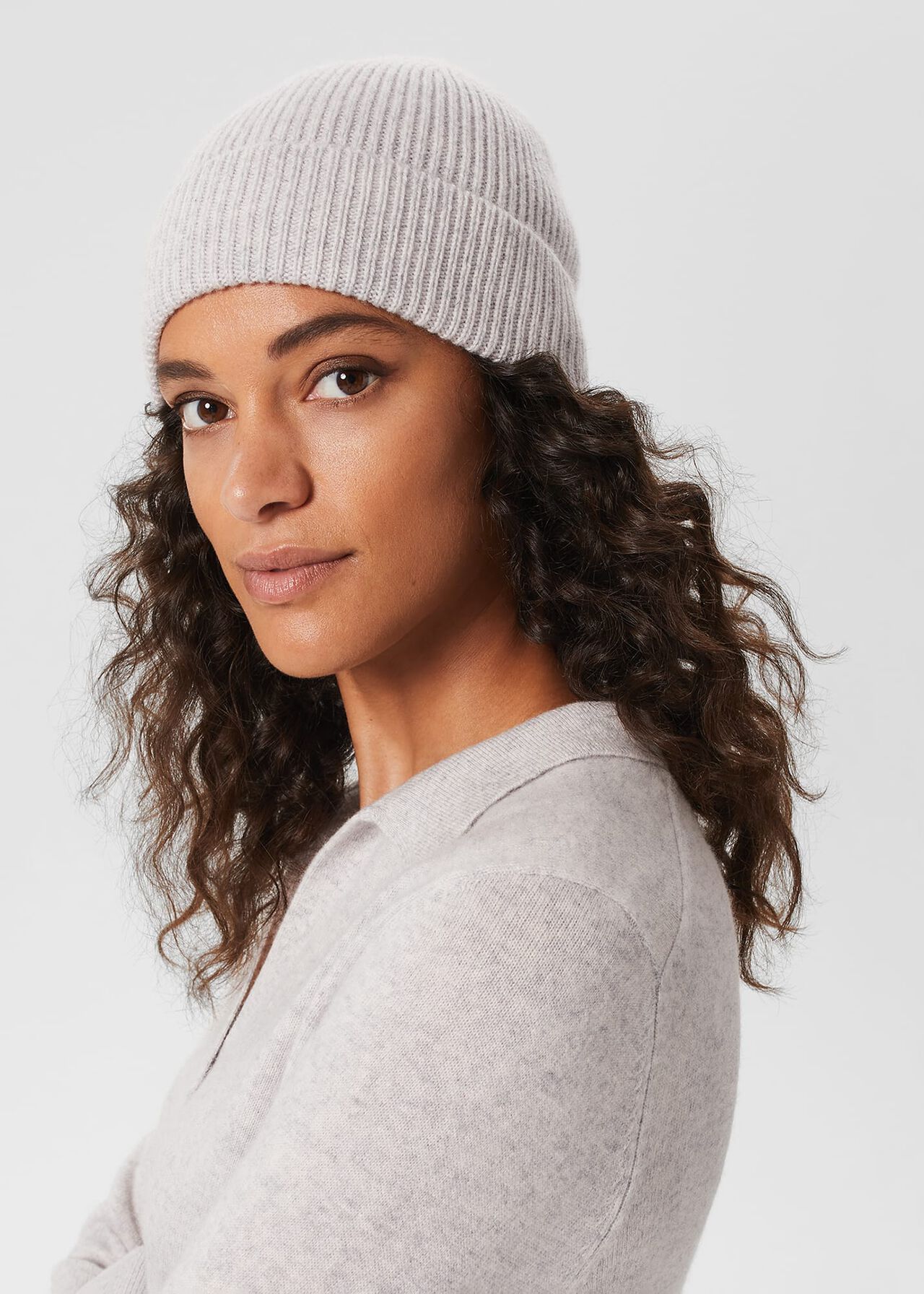 Mabel Cashmere Hat, Pale Grey, hi-res