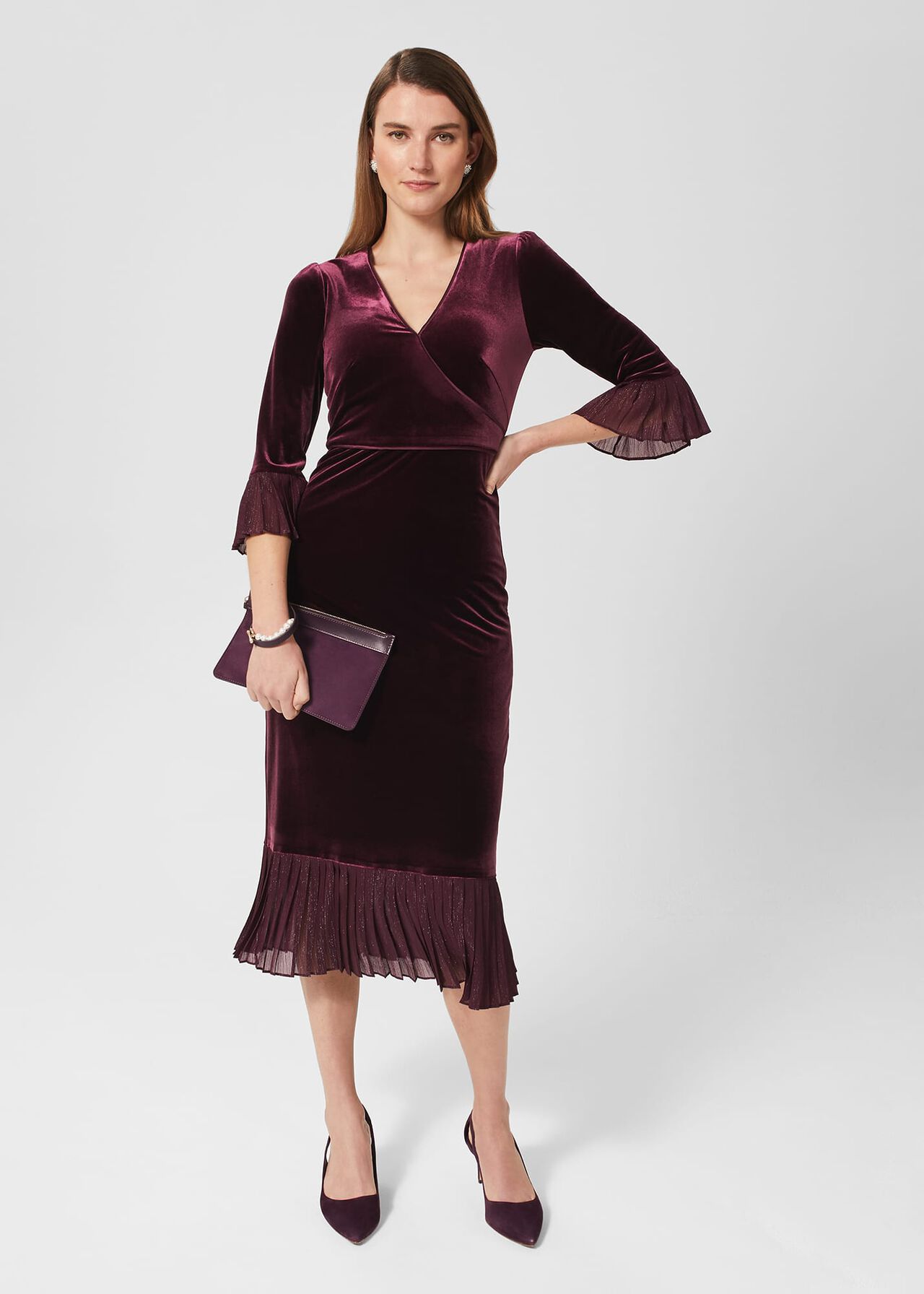 Melodie Velvet Shift Dress, Mulberry Purple, hi-res