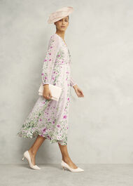 Fay Silk Bow Detail Dress, Pink Multi, hi-res