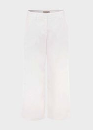Nicole Linen Wide Leg Trousers, White, hi-res