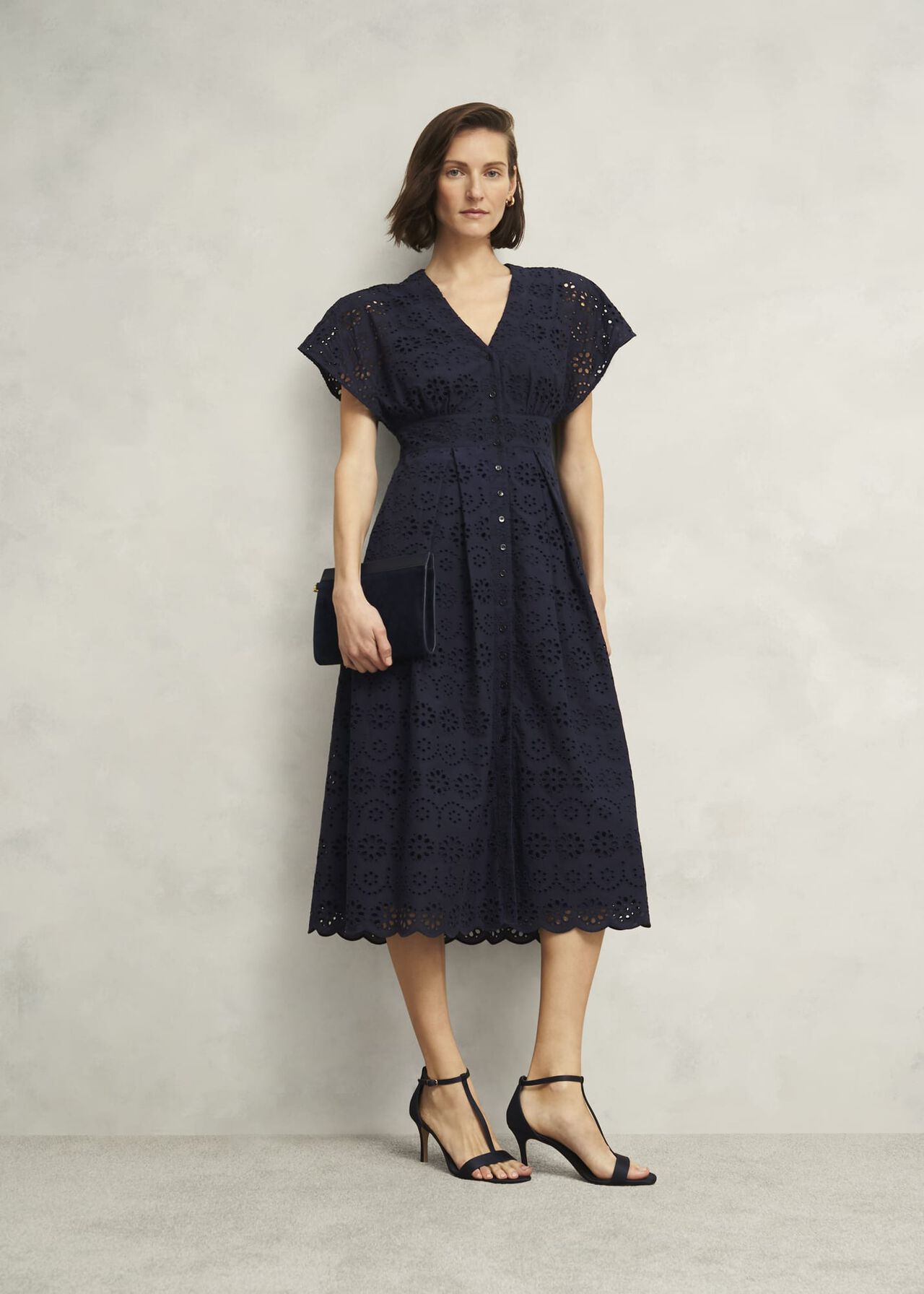 Morrab Cotton Broderie Dress, Midnight Navy, hi-res