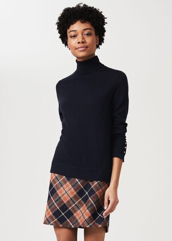 Elea Wool Check A Line Skirt