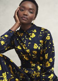 Amelia Shirt Dress, Navy Yellow, hi-res