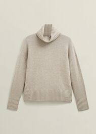 Gabi Rollneck Cashmere Jumper, Oatmeal Marl, hi-res