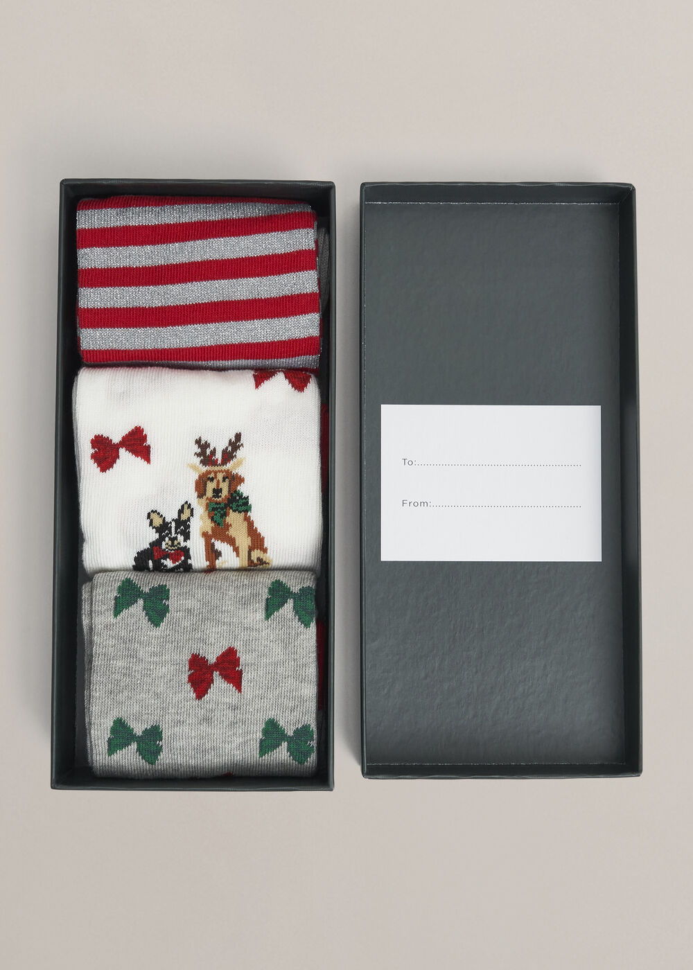 Festive Dog Sock Set, Red Multi, hi-res