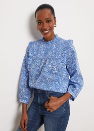 Alden Blouse, Blue Ivory, hi-res