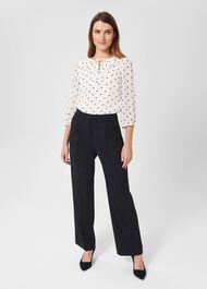 Demi Spot Blouse, Ivory Navy, hi-res