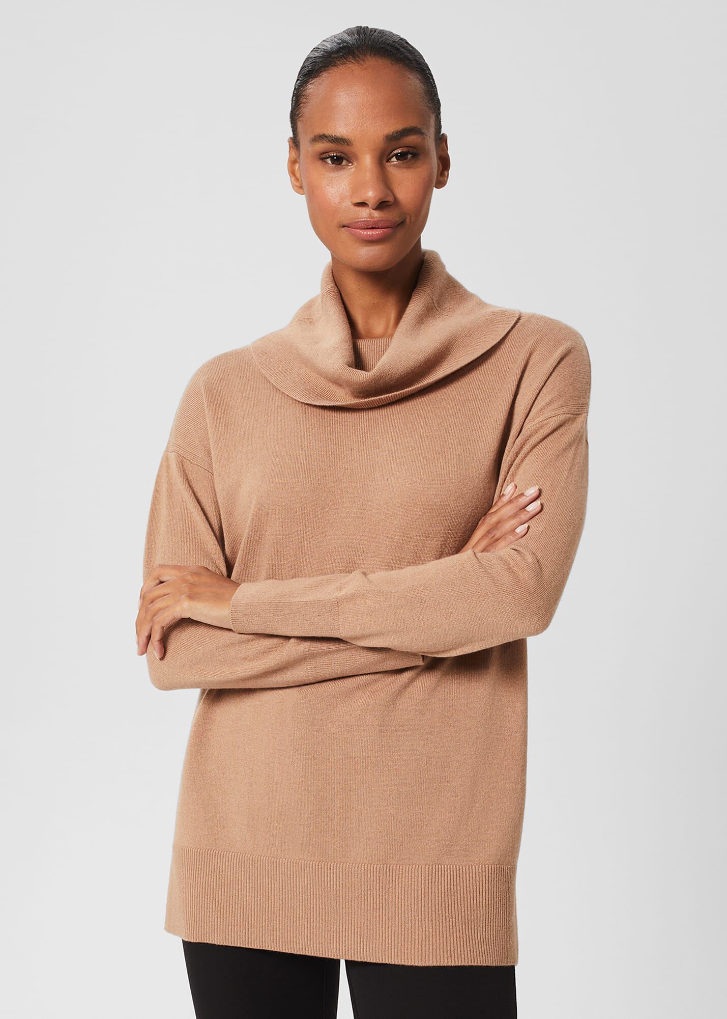 Beige cowl cheap neck jumper