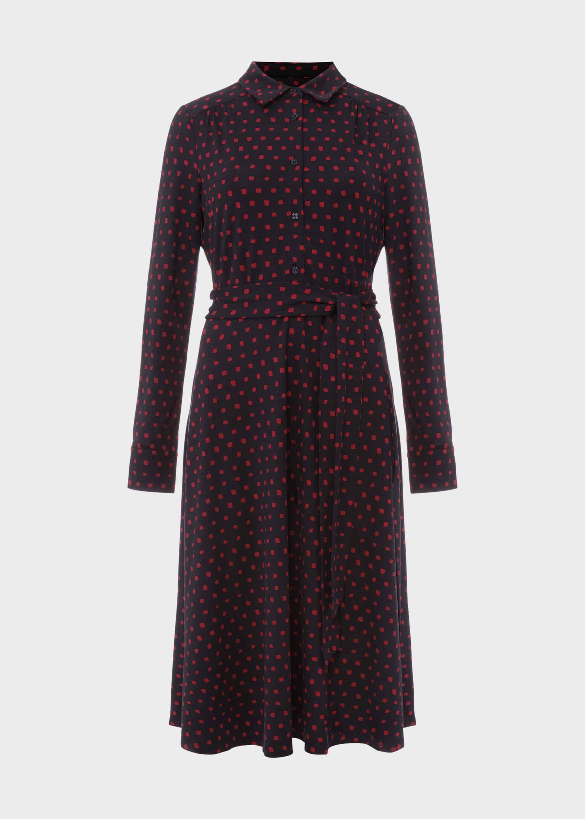 hobbs red polka dot dress