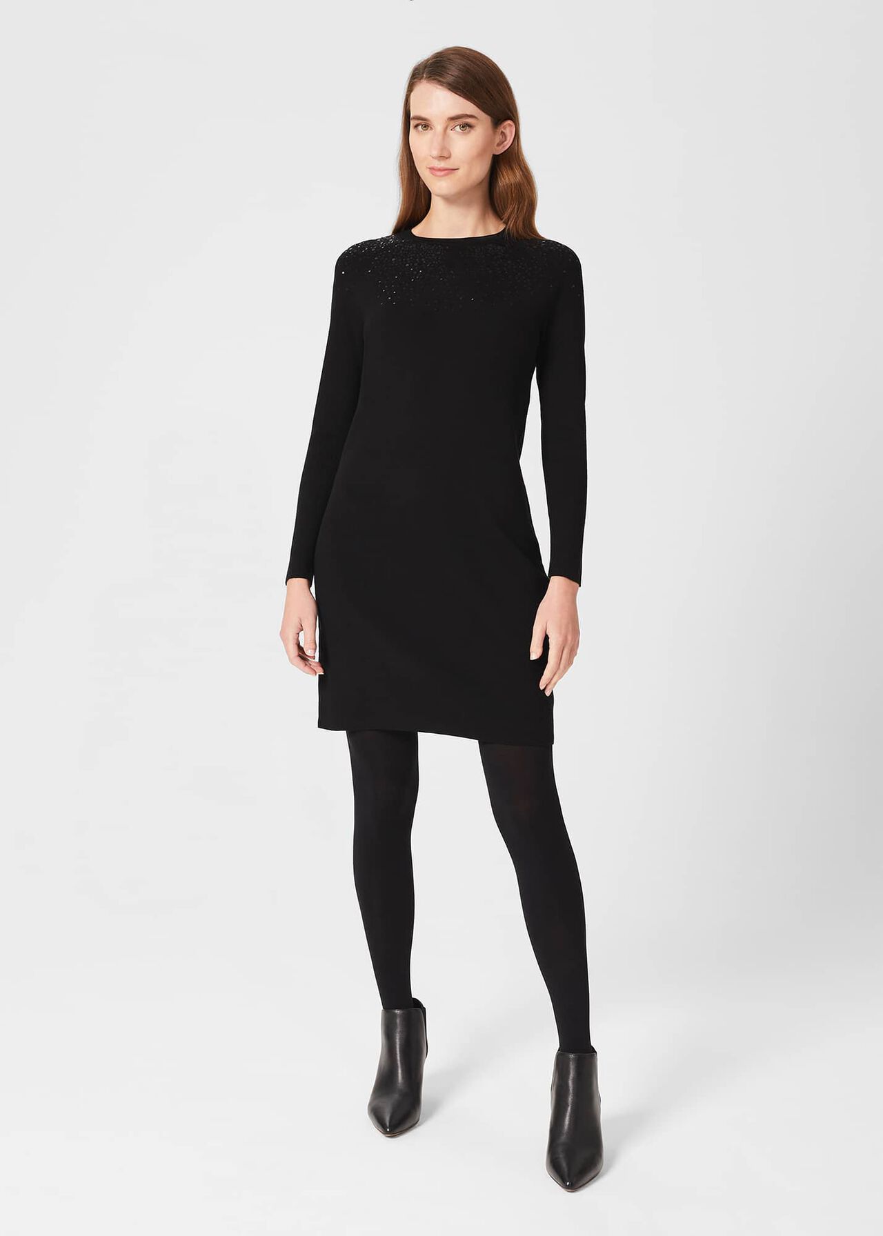 Viviene Knitted Dress, Black, hi-res