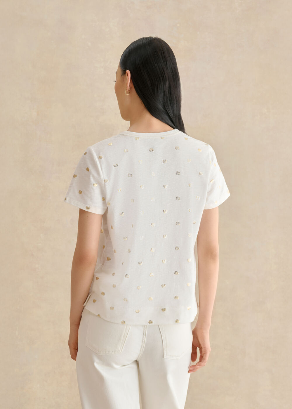 Adaline Cotton Slub Printed T-Shirt, Ivory Gold, hi-res