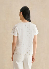 Adaline Cotton Slub Printed T-Shirt, Ivory Gold, hi-res