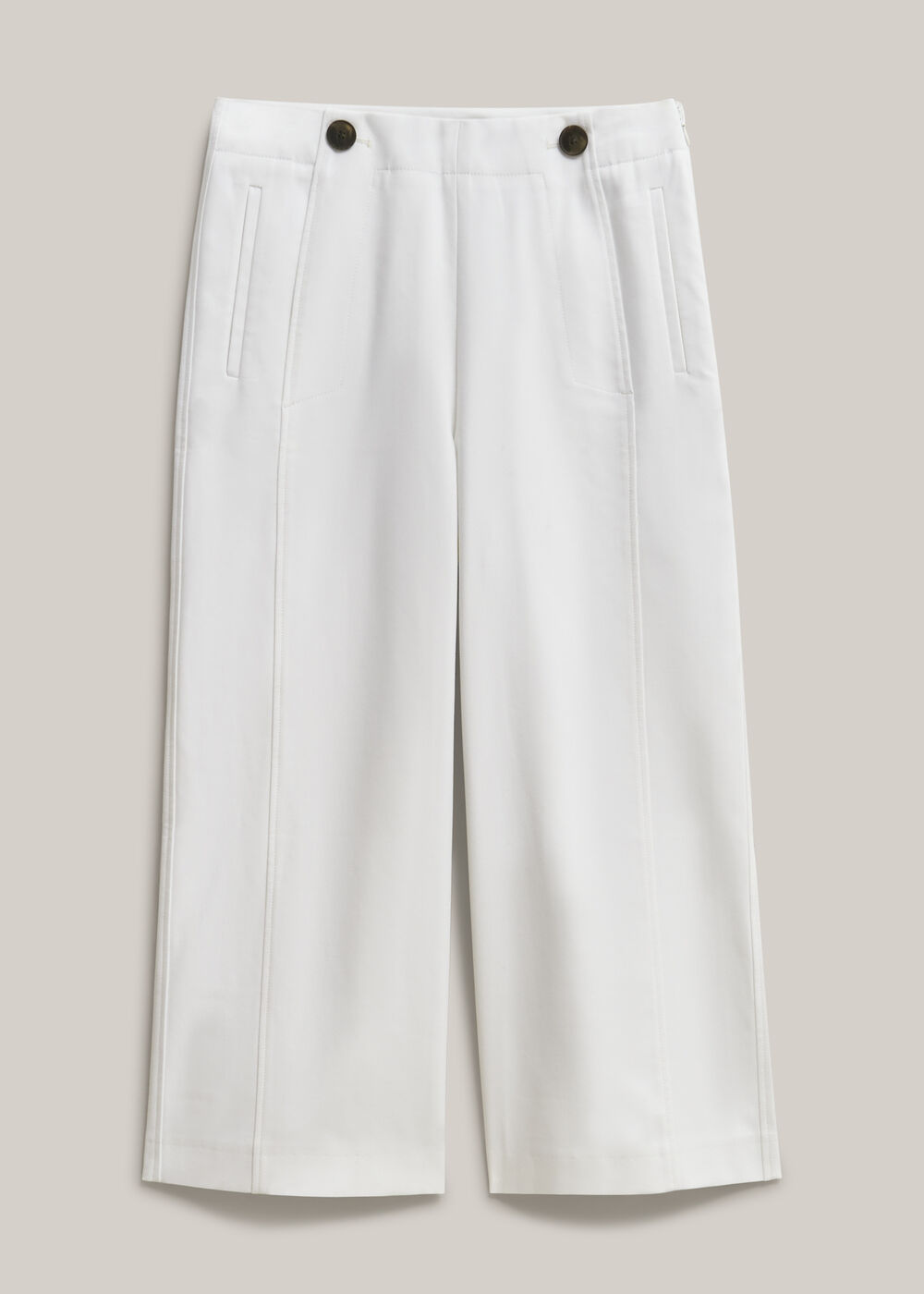 Petite Kimmi Crop Trousers, White, hi-res