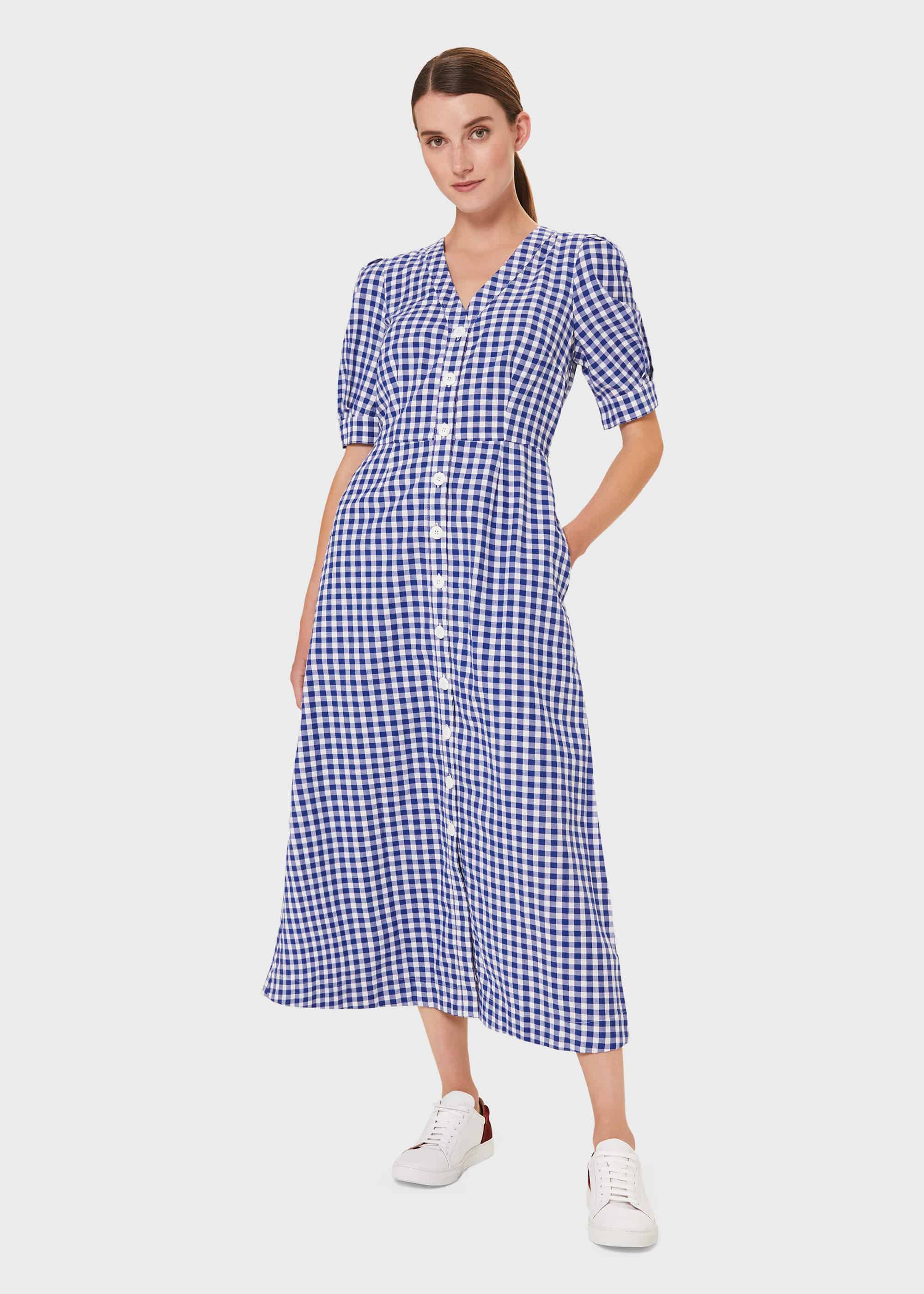 plus size blue gingham dress