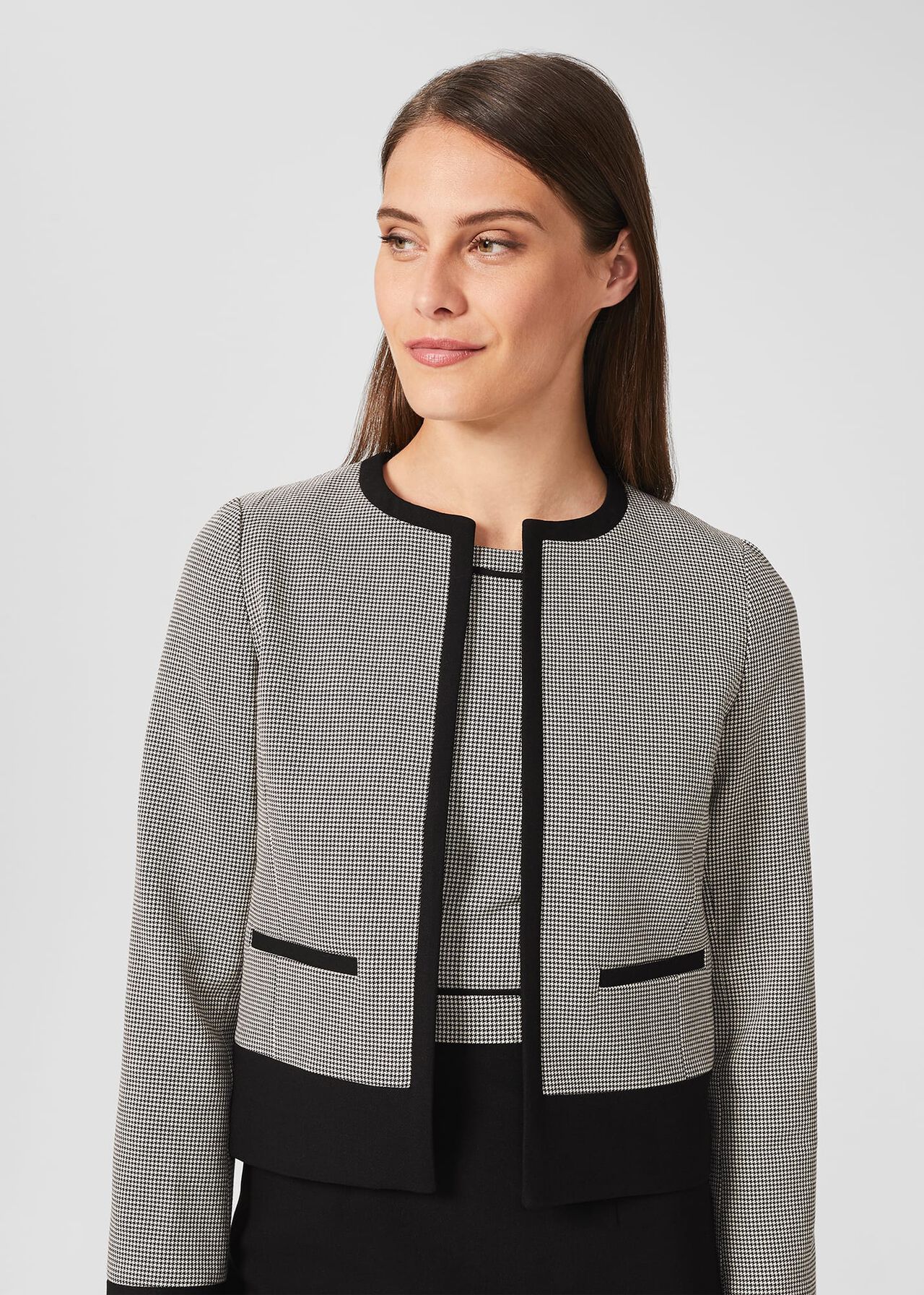 Sienna Houndstooth Jacket, Ivory Black, hi-res