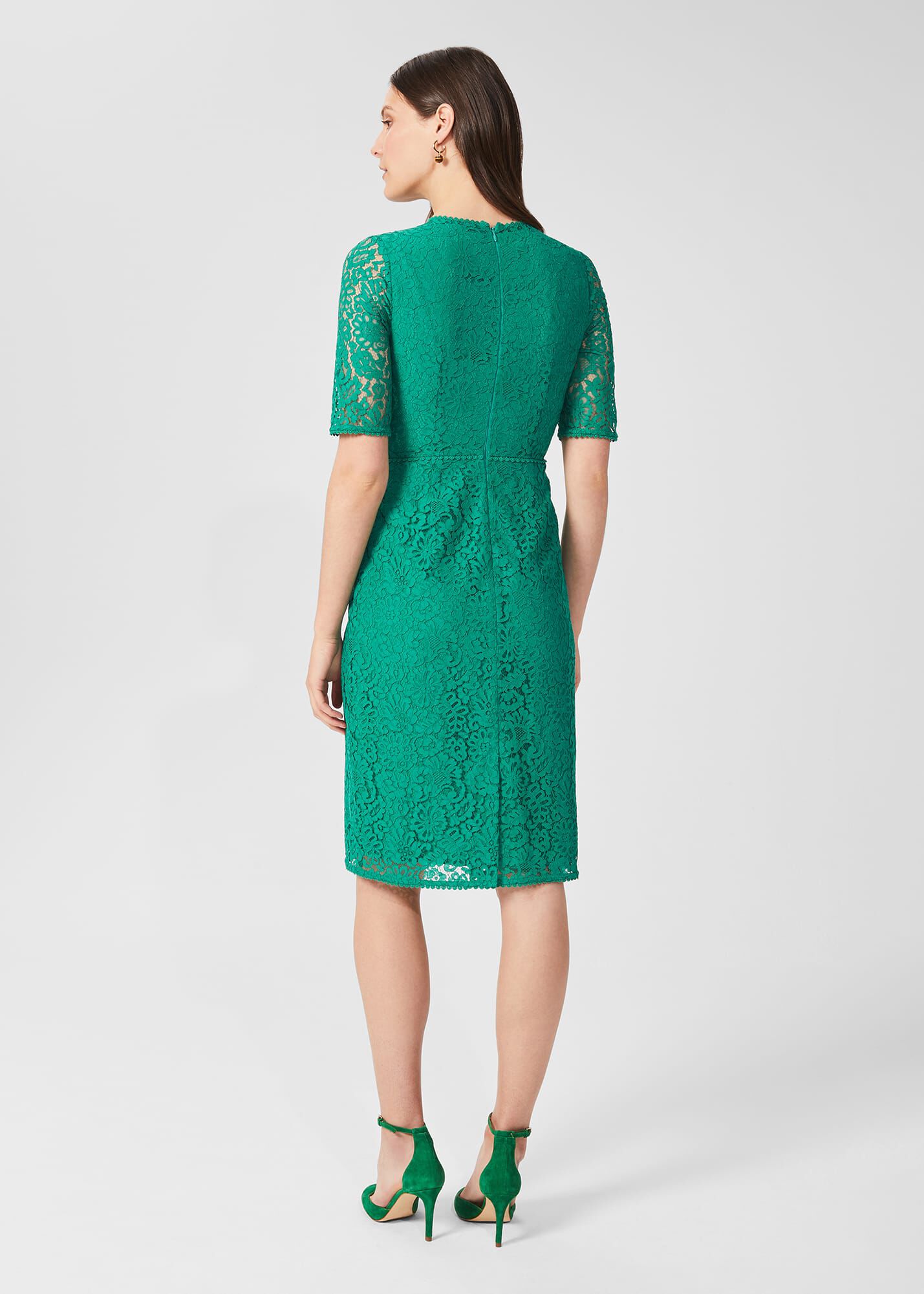 Womens Clothing Dresses Cocktail and party dresses Save 46% Hobbs Penny Lace Shift Dress in Green 