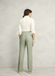 Marietta Linen Straight Trousers, Sage Green, hi-res