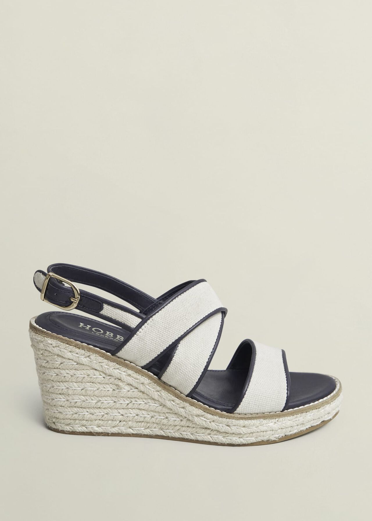 Lucie Canvas Leather Espadrilles, Natural Navy, hi-res