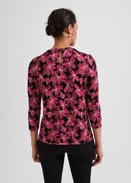 Julia Printed Top, Black Pink, hi-res