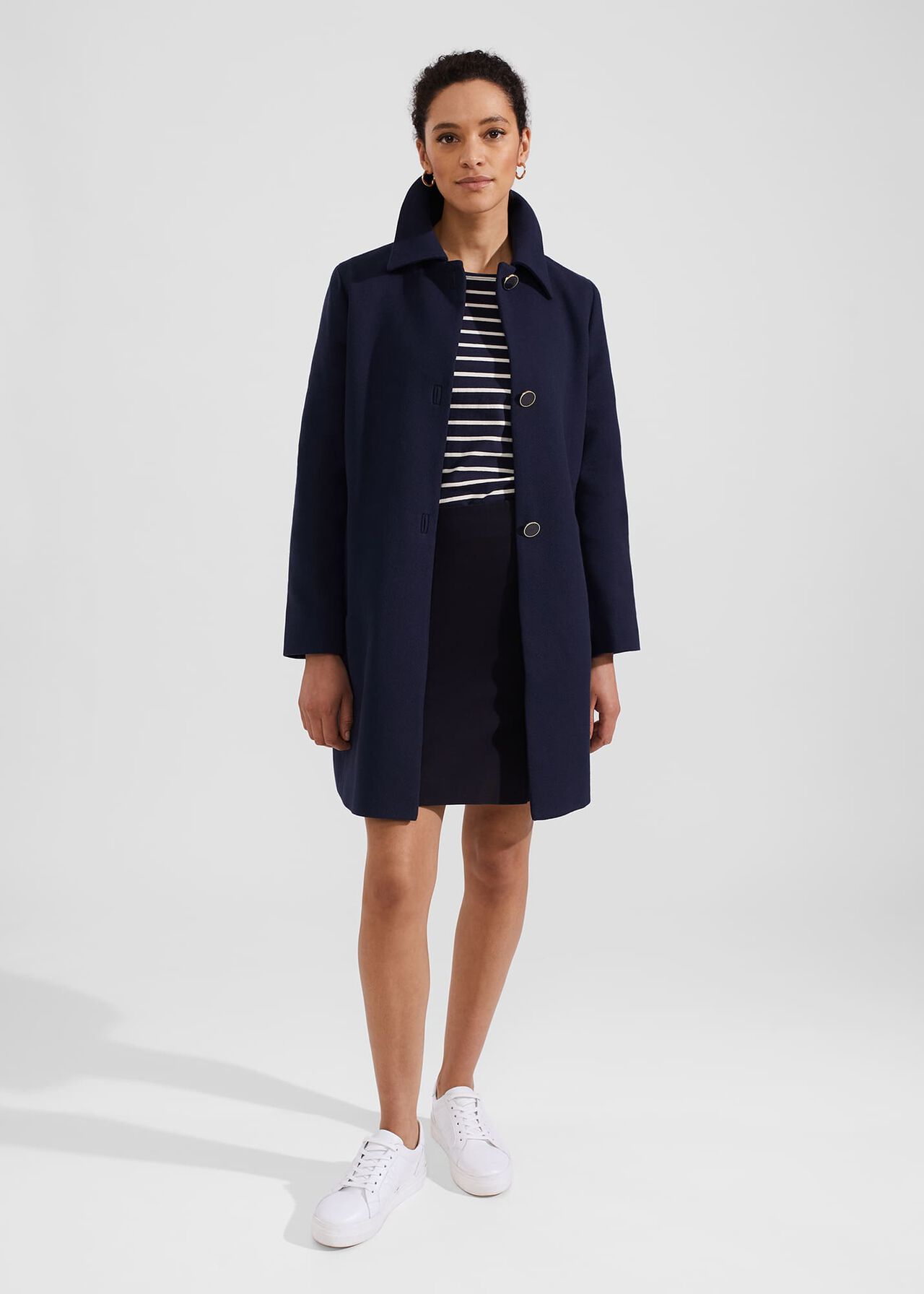 Milena Coat with Cotton, Navy, hi-res