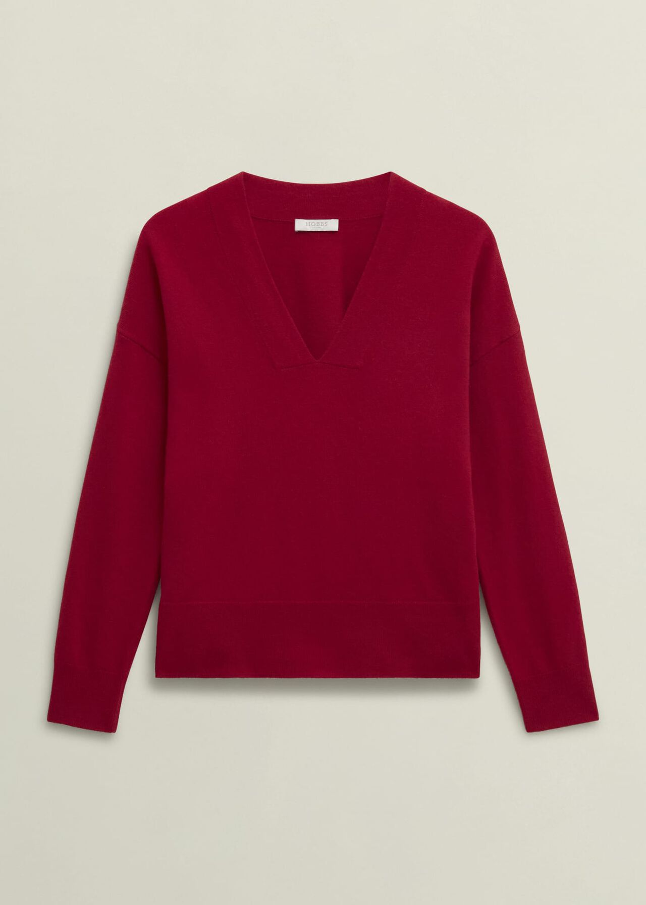 Lettie V Neck Jumper With Cashmere, Pomegranate Red, hi-res