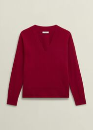 Lettie V Neck Jumper With Cashmere, Pomegranate Red, hi-res