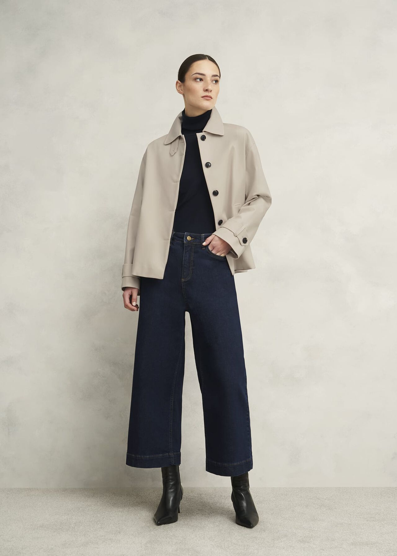 Frida Shower Resistant Short Trench Coat, Buff Grey, hi-res